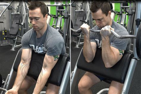 The dumbbell preacher curl is a one-sided variation of the preacher curl that involves using a dumbbell instead of a barbell. A benefit of this variation is that you can easily identify and work on any side-to-side differences in strength. You are also able to focus fully on the muscle worked.